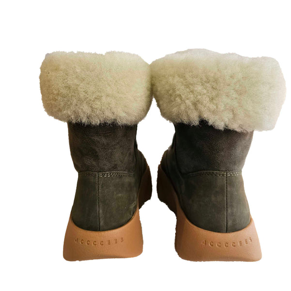 4CCCCEES, Winterboot mit Lammfell in Khaki