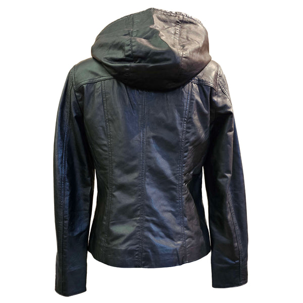 BTF, weiche Bikerjacke in schwarz mit Kapuze