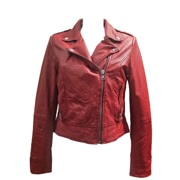 NOTYZ, Lederjacke im Bikerstil in Rot