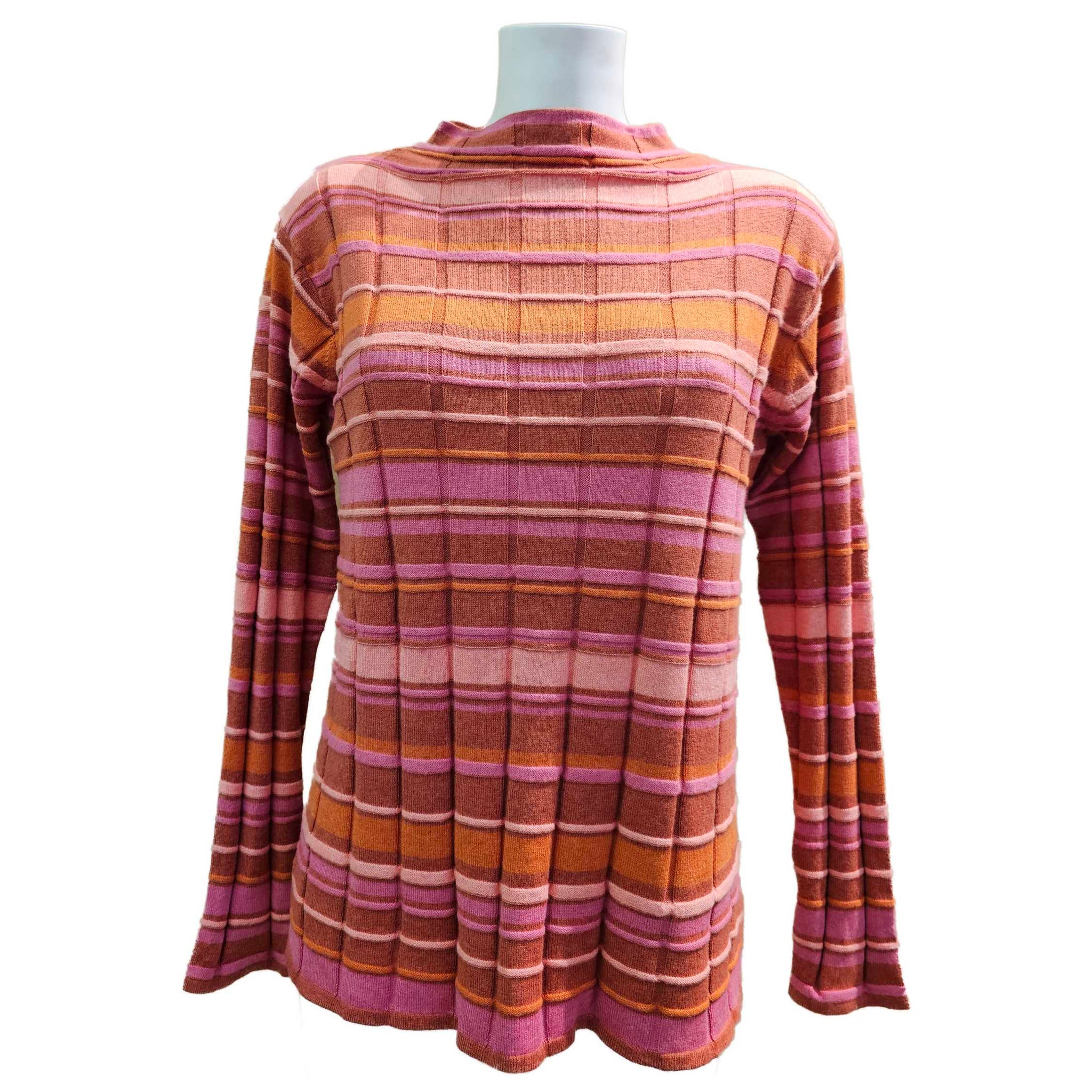 N.O.K., Pullover mit Ringelstreifen in Orange, Rosa und Rost