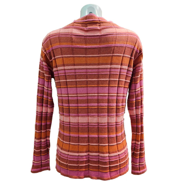 N.O.K., Pullover mit Ringelstreifen in Orange, Rosa und Rost