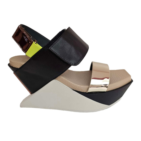 United Nude, Delta Wedge, Bronze, Plateau-Sandalette in Schwarz-Weiß-Bronze