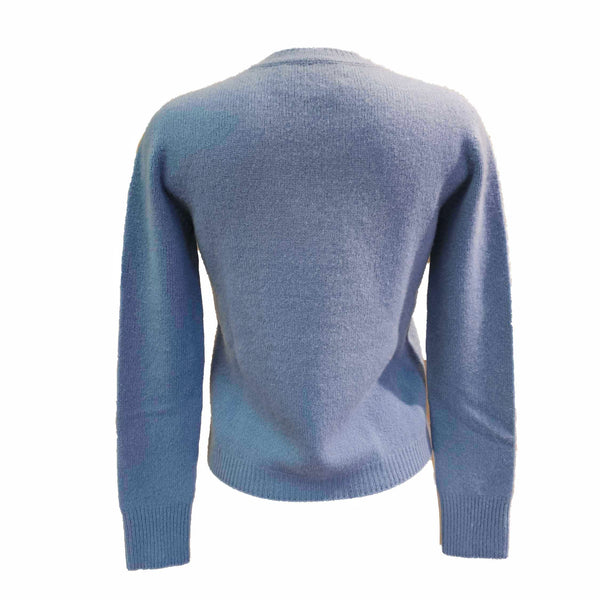 Vanisé, Taubenblauer Cashmere Pullover mit V-Ausschnitt